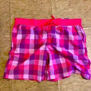 Basic edition pink and purple plaid shorts